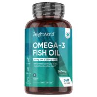 Fiskolja 240 kapslar, 2000 mg Omega-3 - Kosttillskott för hjärta, hjärna, hud och ögon med omega 3 fettsyrorna EPA & DHA